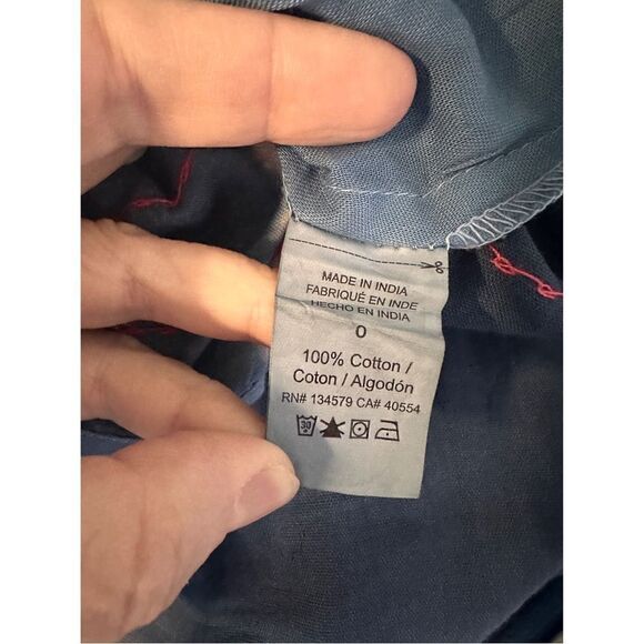 NEW Anthropologie Sundry Blue Embroidered Puff Sleeve Tie-Dye Midi Dress X-Small - Picture 7 of 11